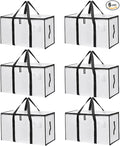 6 Pack Large Moving Bags with Zippers & Carrying Handles, Heavy Duty Storage Tote Moving Boxes ，Space Saving (Clear, 6 Pack)