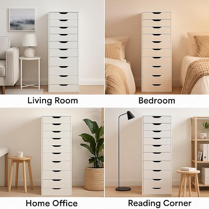 Slim Tall 9-Drawer File Cabinet for Small Offices – Narrow Office Storage Cabinet for Home Office, Modern Office File Cabinet Organizer for Cosmetics, Books.