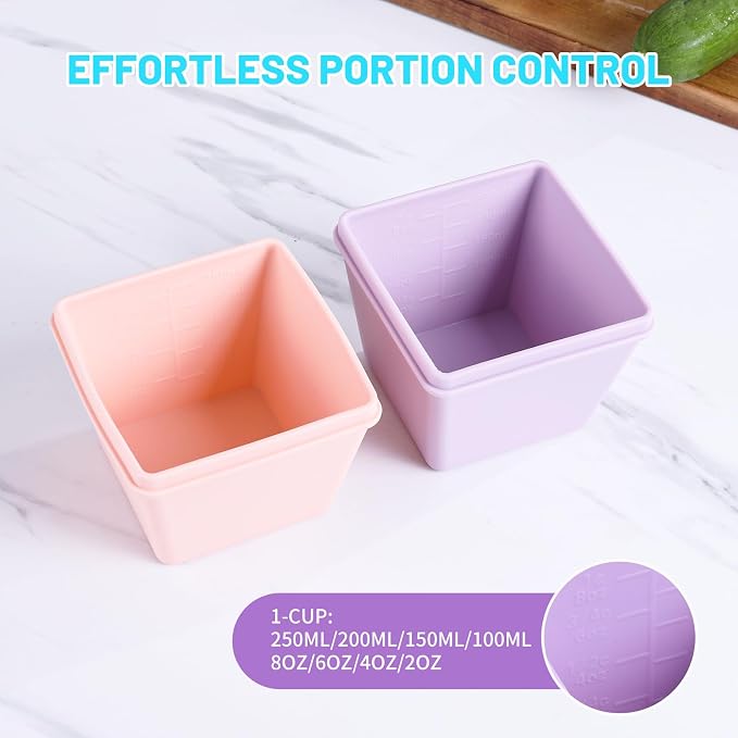 Gemice 1-Cup Silicone Freezer Molds with Lids & Base for Soup, 8-Pack | Oven & Dishwasher Safe, BPA-Free Soup Portion Cubes Trays, Freezer Containers for Food Storage & Meal Prep