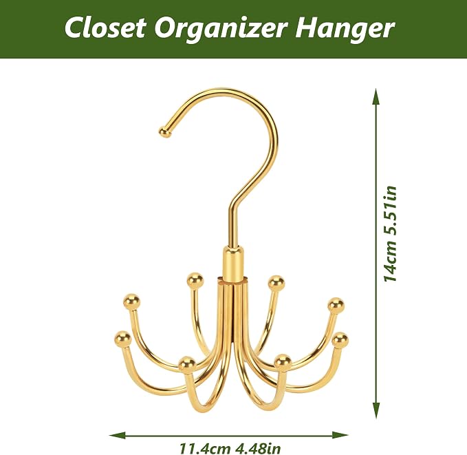 Smilecat Tank Top Hanger Rotatable, Closet Organizer Hanger for Bra Tank Top Belt Tie Hat Stocking, Space Saving Hanger, Gold