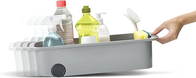 Joseph Joseph CupboardStore Easy-Access Wheeled Storage Caddy, Under Sink Kitchen Cabinet Organizer- Grey