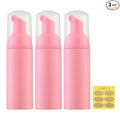 Travel Foam Pump Bottle - 2oz Small Size Foaming Hand Soap Dispenser - Mini Portable Mousse Lash Shampoo Kit Container for Hair - Empty Leak Proof Plastic Pink Foamer 3Pack