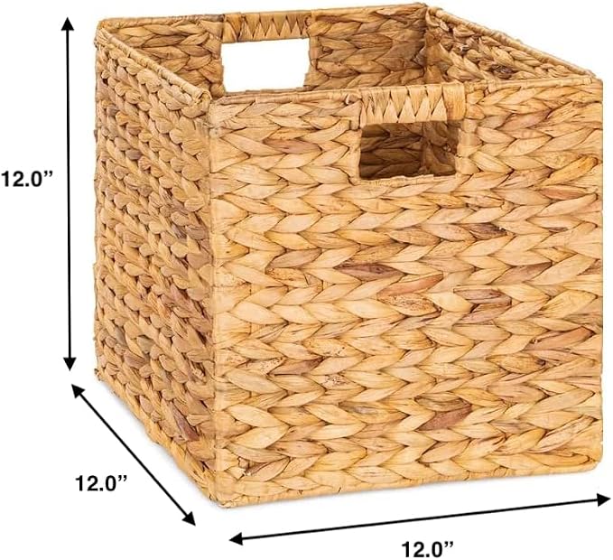 M4DECOR 12x12in Wicker Storage Baskets - Large Cube Storage Bins for Bedroom, Living Room, Nursery (2 Packs)