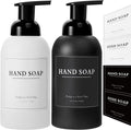 rejomiik 2 Pack Foaming Soap Dispenser Thick Glass Foam Hand Soap Dispenser for Bathroom or Kitchen Sink, 13 oz Pump Bottles for Hand soap, Body Wash, Matte Black and White