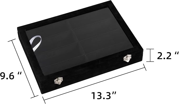 Frebeauty 8-Slot Sunglass Organizer,Velvet Sunglass Holder with Clear Lid | Vanity Glass Holder,Sunglass Case For Multiple Sunglass,Sunglass Tray for Drawer,Sunglass Box for Women,Eyeglass Organizer