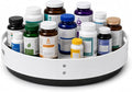 Medicine Cabinet Organizer, Lazy Susan Turntable for Pill Bottles and Vitamin Storage, White Plastic Rotating Tray with Side Grip Openings for Bathroom, Pantry, Vanity