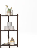Wisuce Brown Small Corner Shelf Stand, 3-Tier Bamboo Corner Bookshelf | Space-Saving Narrow Corner Shelf | Bathroom Corner Shelf | Shelves for Bedroom, Living Room, Kitchen & Plant Display
