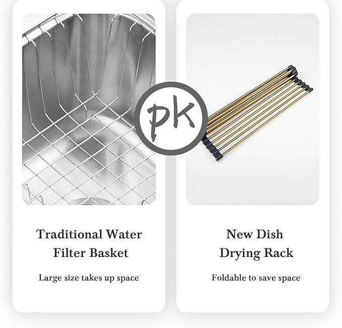 Gold Over Sink Dish Drying Rack - 17.7” x 13.4“Roll Up Dish Drying Rack, Silicone Wrapped Kitchen Rolling Dish Drainer, Anti-Slip Foldable Sink Rack Mat, Multipurpose Dish Racks For Kitchen Counter