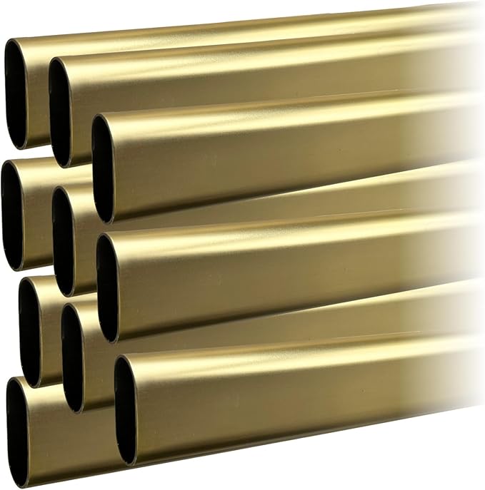 60" Satin Brass Oval Closet Rod | Heavy Duty Wardrobe Clothes Pole | 10 Pack