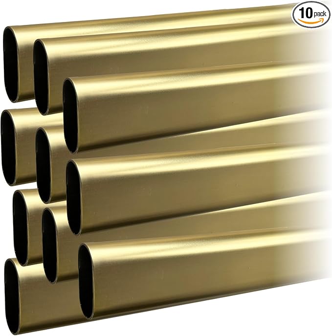 48" Satin Brass Oval Closet Rod | Heavy Duty Wardrobe Clothes Pole | 10 Pack