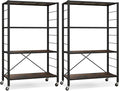 Giantex 4-Tier Folding Storage Shelf of 2, Collapsible Shelving Unit with Lockable Wheels & Adjustable Shelf, Heavy-Duty Organizer on Wheels, Storage Rack for Tool Room, Garage, Kitchen