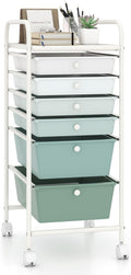 Giantex 6 Storage Drawer Cart Rolling Organizer Cart for Tools Scrapbook Paper Home Office School Multipurpose Mobile Utility Cart, Green Gradient