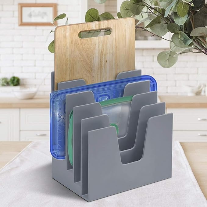 Acrimet 5 Section Incline File Sorter Organizer, Desktop Mail Holder Silver | Durable Plastic, Space-saving Design, Easy Document Access, Ideal for Office, Home and School Use