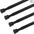 KXLife Spring Tension Curtain Rod Adjustable 11-17 Inch, 4Pcs, Black | No Drilling, Expandable Spring Loaded, Suitable for Window, Sidelight, Kitchen and Small Spaces