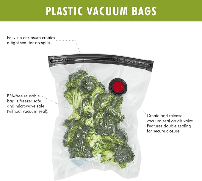 ZWILLING Fresh & Save 10-pc Vacuum Sealer Bags, Sous Vide Bags, Meal Prep - Assorted Sizes | Reusable, Airtight Bags for Sous Vide, Marinating & Meal Prep. Freezer & Microwave safe.