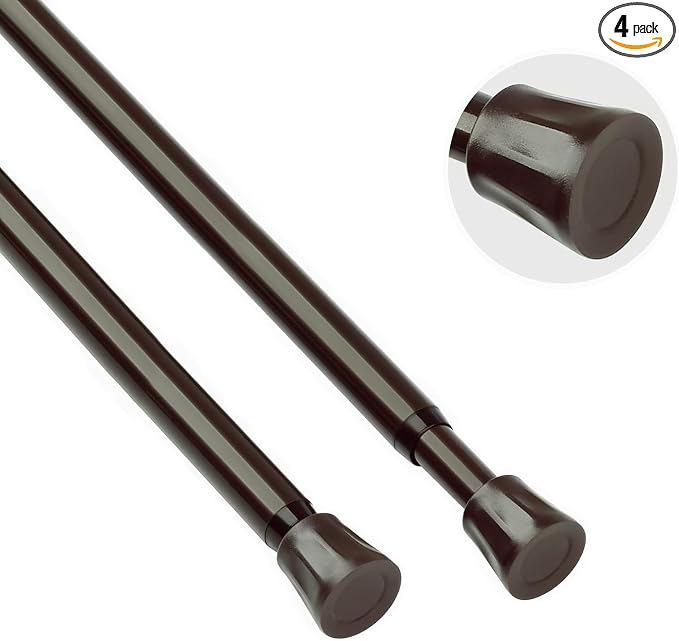 TYRON 2Pcs Spring Tension Curtain Rods for Windows 28 to 48 Inch, Bronze Adjustable Extendable Small Tension Rod No Drill, Room Divider Doorway Curtain Tension Rod