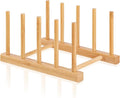 1 Pack Bamboo Wooden Dish Rack-Plate Pot Lid Cutting Board Organizer Holder Rack for Cabinet-Kitchen Cabinet Organizer for Dish, Pots, Lids, Bowls, Bottles, Books, and Puzzle