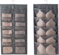 Bseash Enlarged Closet Hanging Bra Organizer with Rotating Metal Hanger, Dual Sided Wall Shelf Wardrobe Mesh Pockets Hanging Storage Bag for Bra Socks Underwear Underpants