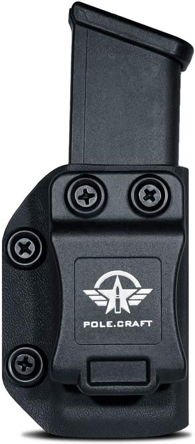 POLE.CRAFT IWB/OWB Magazine Holster Kydex - Mag Carrier Fits: 9mm .40 Double Stack / 9mm .40 Single Stack - P365 1911 Glock 19 19X 17 26 27 28 43 22 23 25 26 27 31 32 33 34 35 37 38 Glock43X .. Mag