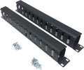 2 Pack- Metal 1U 19 Inch Cable Manager 12 Big Slots Horizontal Rack Mount Wire Organizer Cable Management System with Cover and Mounting Screws for 19" Network Cabinet(1UCM12S2PC)