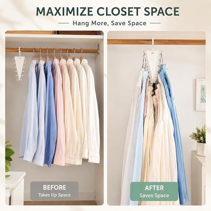 12 Hooks Space Saving Closet Hanger Organizer, V-Shape Multi Hook Clothes Hanger for Hats, Belts, Scarves & Accessories, Closet Storage Organizer for Wardrobe Space Saver (1 Pack)