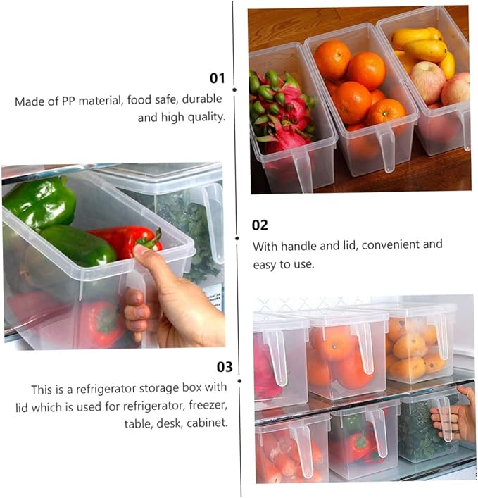 2pcs Food Preservation Storage Box Transparent Sealed Containers for Refrigerator Organization Microwave Dishwasher Material for -term Use