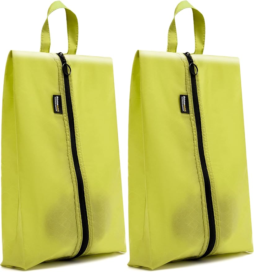2 Pack Shoe Bags for Travel, Water-Resistant Organizers, Yellow | 100D Composite Nylon, Translucent Design, Large Capacity, Odor and Dust Protection For Gym, Soccer, Golf, Tennis, Baseball