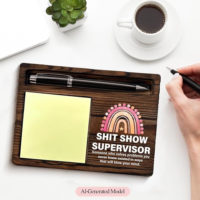 Boss Gifts Funny Sticky Note Holder, Humor Gift for Boss Supervisor Leader Manager Birthday Christmas, Funny Gifts for Bosses Lady Office Post it Note Dispenser for Office Desk Decor