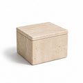 Natural Travertine Square Box with Lid | Natural travertine square box for cotton rounds, balls, jewelry and dry small bathroom items.