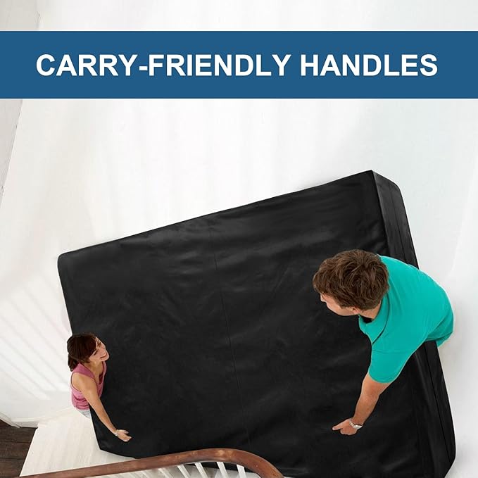 Mattress Bags for Moving and Storage Twin Size, Waterproof Mattress Protector Mattress Cover with Heavy Duty Handles, Strong Zipper, Reusable Thick Moving Supplies & Moving Bags, Black