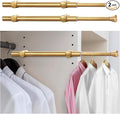 12" Valet Rod for Closet Pull Out, 2Pcs Adjustable Expandable Stainless Steel Valet Rod, Heavy Duty Slide-Out Closet Rod for Hanging Clothes, Suits & Freshly Pressed Items, Gold