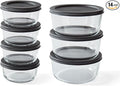 14-Piece Glass Food Storage Containers Set (7 Containers + 7 BPA-Free Lids) | 1-Cup & 4-Cup, Leakproof | Microwave, Freezer, Oven & Dishwasher Safe | Ideal for Meal Prep & Pantry Organization, Black