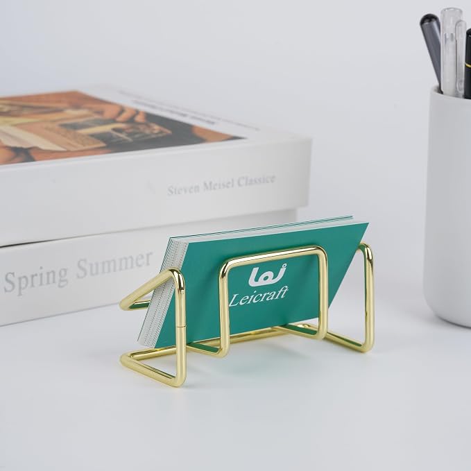 Business Card Holder for Desk, Cute Metal Card Organizers and Office Desk Accessories for Men and Women (Rose gold)