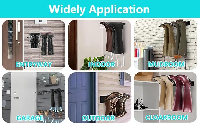 Boot Rack - 8-Pair Wader Hangers Wall Mount Cowboy Boot Hangers - Wall Boots Holder Storage Organizer for Closet, Entryway, Indoor, Garage 4 Pack