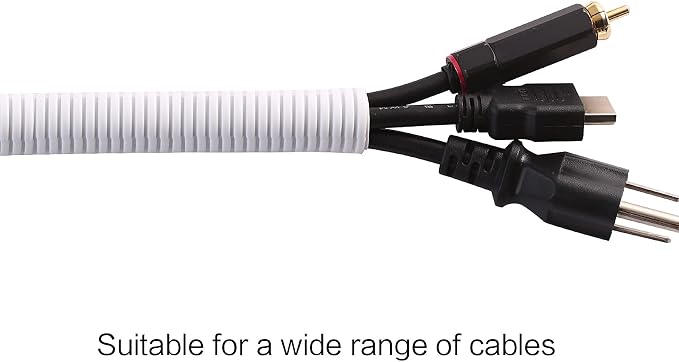 Alex Tech 25ft - 1/2 inch Split Wire Loom Tubing - White