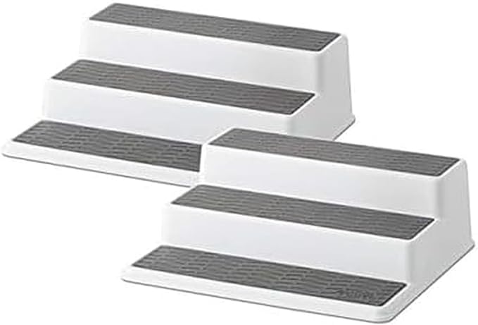 Copco Grey 2 Non-Skid 3-Tier Spice Rack Organizer for Pantry, 2-Pack, 10-Inch