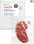 GIRAFFYCO 30 Large Reusable Vacuum Sealer Bags, 11.8 x 13.4 in, Airtight | BPA-Free Airtight Food Storage Bags with Detachable Valve for Handheld Vacuum Sealer, Freezer, Fridge, Meat & Fish