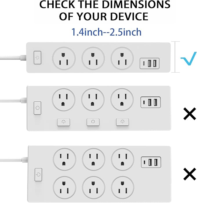 Monzlteck Universal Power Strip Mount, Put Your Power Strip Under the Desk or On the Wall-(Power Strip not Included)-Fits 1.6" to 2.4" Width