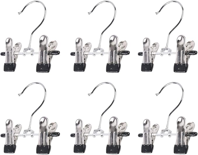 Double Adjustable Clips Boots Hangers,Space Saving Boots Socks Bags Hanging Clips Boot Holder Boot Organizer,Set of 6