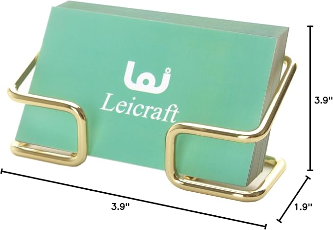 Business Card Holder for Desk, Cute Metal Card Organizers and Office Desk Accessories for Men and Women (Golden)