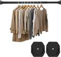 No Drilling Closet Rods for Hanging Clothes, Adjustable 30-88 in | Black, Metal, Heavy Duty, Space Saving, Suitable for Wardrobes, Laundry, RV