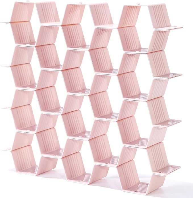 Honeycomb drawer organizer and divider, underwear, socks, tie sorter, office supplies and sundry sorting 32 pieces (Pink)