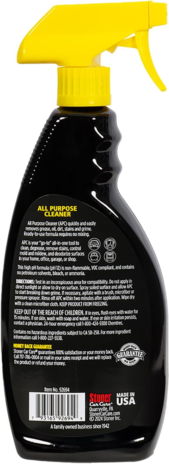Stoner Car Care 92694 All Purpose Cleaner Powerful Water-Based Cleaner and Degreaser, Easily Removes Dirt, Grease, Stains, and More, Multi-Purpose, Multi-Surface, Ready to Use, 22 Fl Oz, Pack of 1