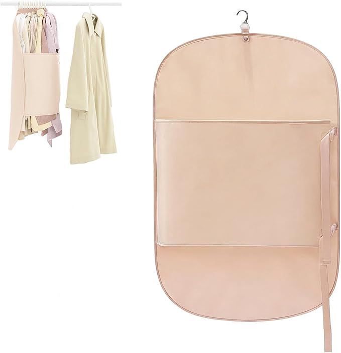 Closet Garment Press Board Organizer, Clothes Dust Cover Organizers, Space Saving Hanging Closet Compression Board, Storage Compression Bag for Down Jacket, Sweaters, Seasonal Clothes (1Pcs, Pink)