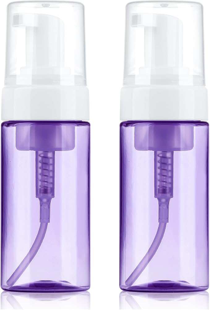 Foam Pump Bottle 4oz 2 Pack Small Plastic Refillable Foaming Bottles | Empty Leak Proof Foaming Soap Dispenser for Shampoo, Hand Soap, Body Wash, Face Wash (120ml)