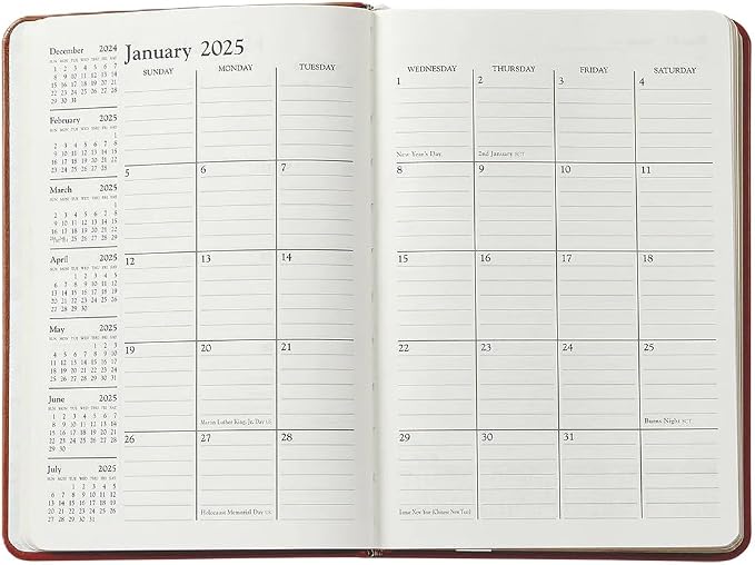 Graphic Image 2026 Daily Journal Goatskin Leather Planner (Rose Gold)