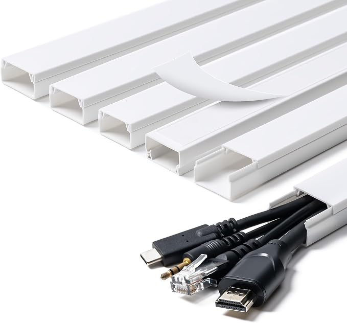 Cord Hider, 87in Cable Hider, Cord Covers for Wires on Wall, Paintable Cable Cover Raceway, Wire Hiders for TV on Wall, Cord Concealer, Cord Cable Management, 6X L14.5 W0.96 H0.58in, White