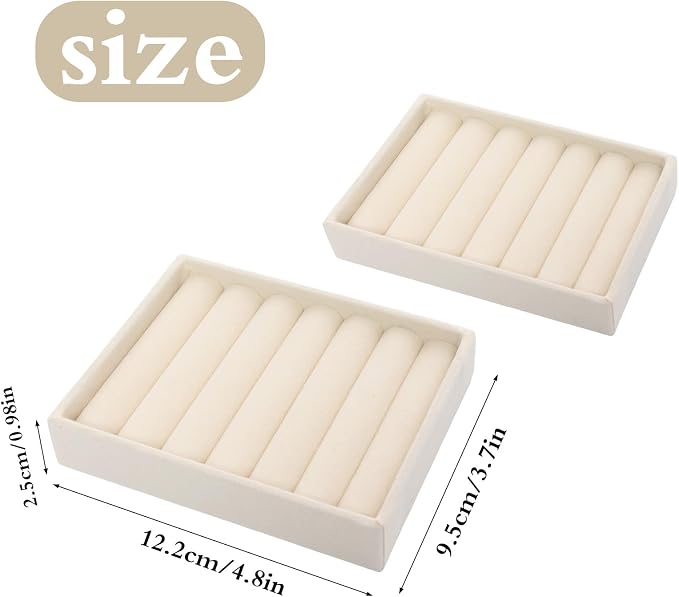 Small Jewelry Tray Set Velvet Ring Organizer Mini Jewelry Drawer Organizer Stackable Jewelrys Organizers Earrings Display Tray Storage Insert Holder for Box Drawer Dresser (Modern)