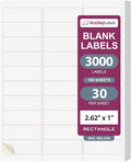 NextDayLabels 2.63x1 Inch Rectangle Stickers White Blank Labels for Laser Inkjet Printer - 30 Per Sheet Self-Adhesive Address Mailing Name Tags Made in USA - 3000 Labels