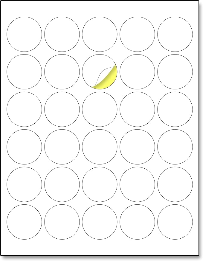 1.5 inch Round Labels Printable Circle Stickers - 8.5" x 11", 200 Sheets | Laser/Inkjet Printing, comes with Print Templates